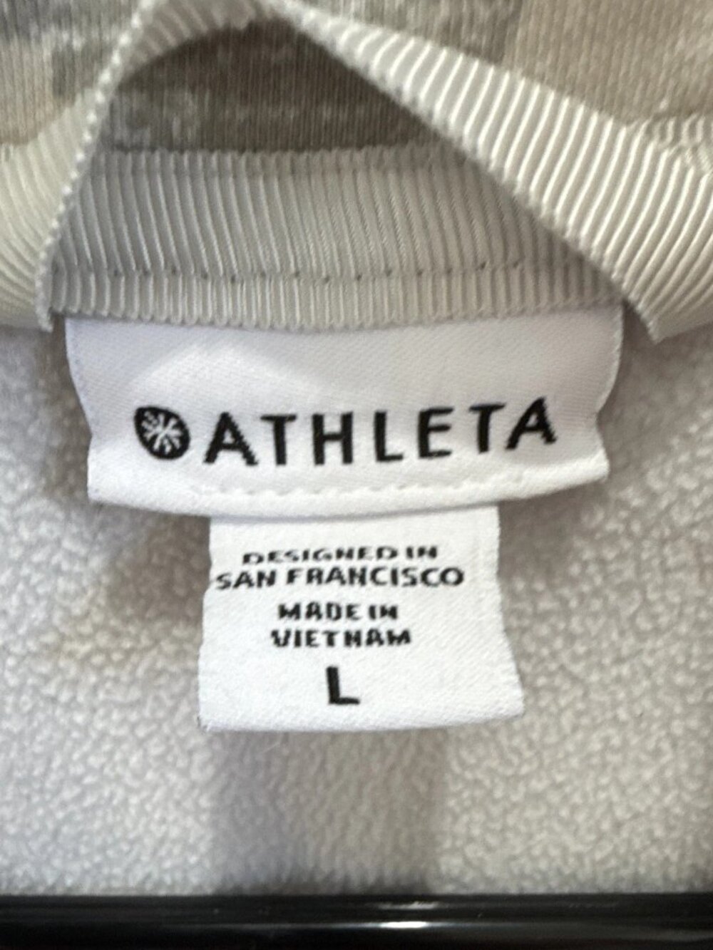 Athleta Women's L Full Zip Hooded Hoodie Gray Camo Triumph Pockets Thumbholes - Picture 5 of 12